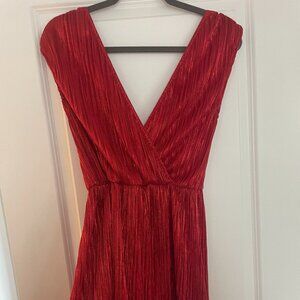 Sparkly Red Deep Cut Dress